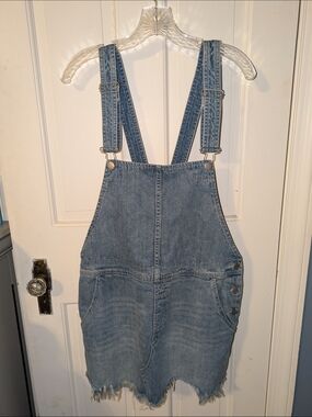 Free People Light Blue Denim Overall Dress